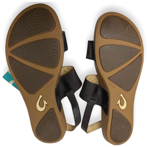 OluKai Sandals Womens 10 Brown Hi'ona Pa'i Slingback Leather Textured 20346-4834 - Picture 6 of 6